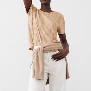 Banana Republic Striped Tan and White T-Shirt NWT